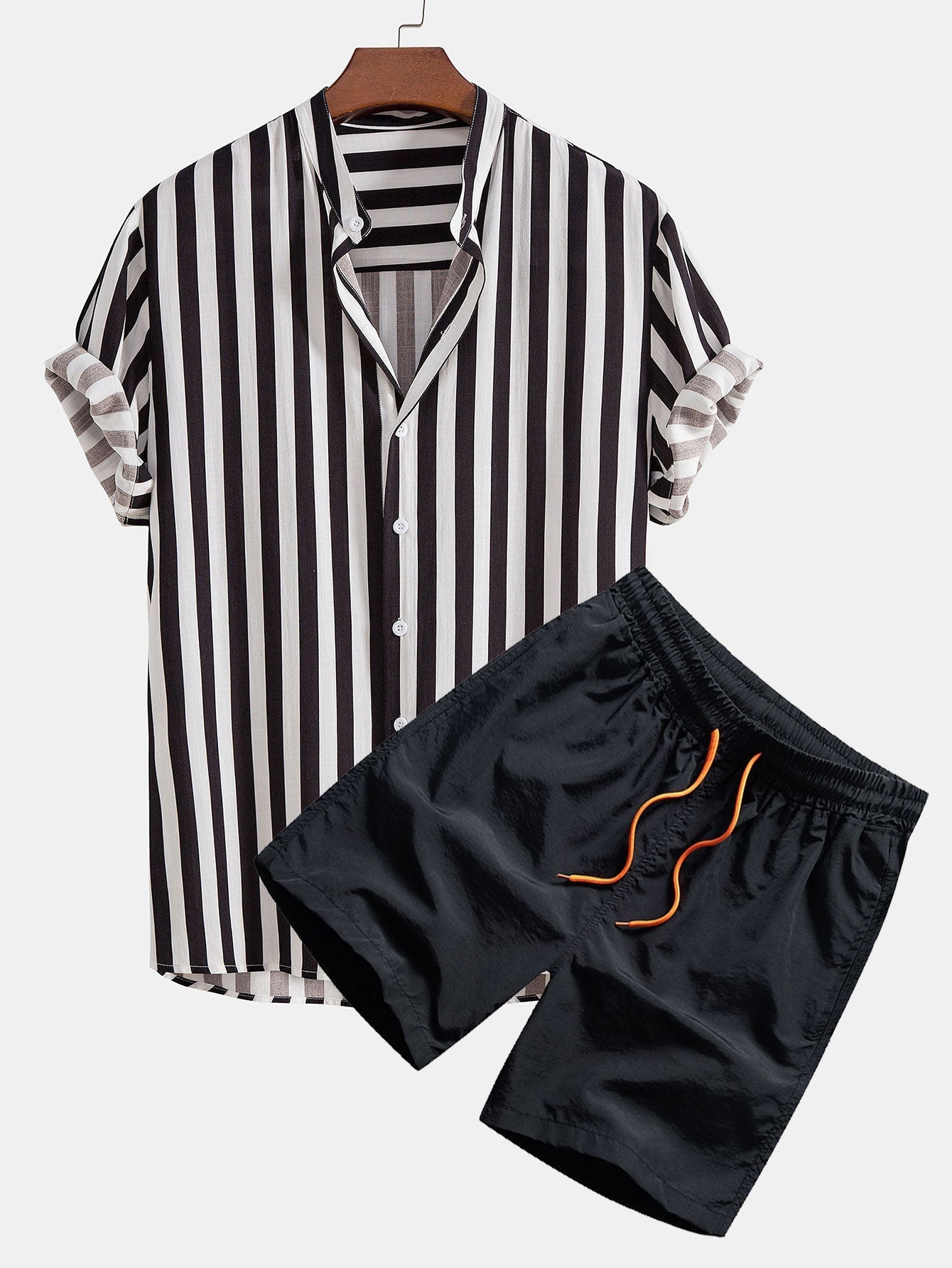 Kane | Striped Collar Shirt & Shorts