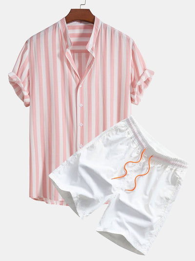 Kane | Striped Collar Shirt & Shorts