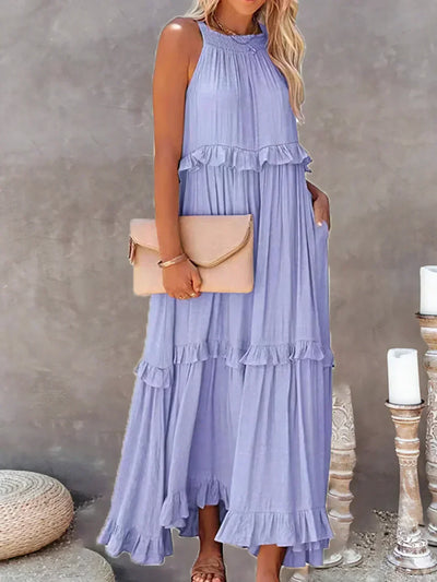 Emilia™ - Halter Ruffle Maxi Dress