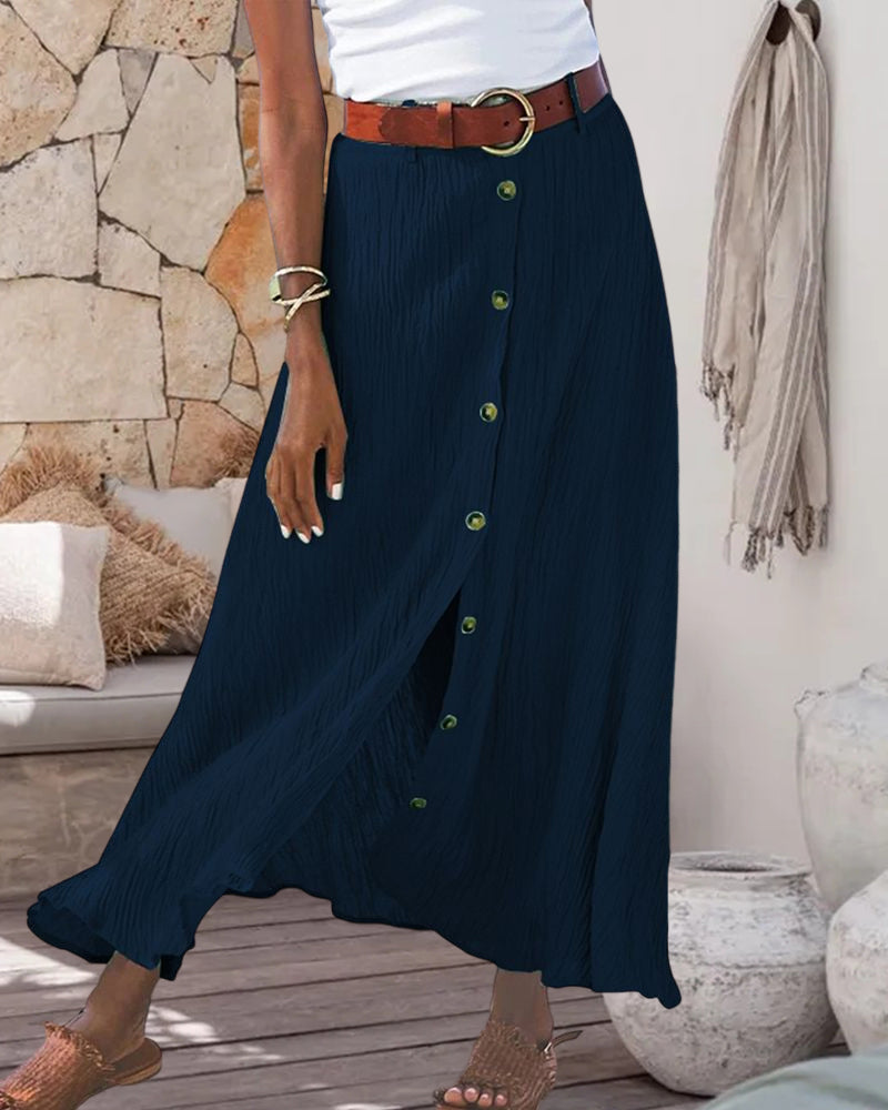 Syndy™ - Flowy Buttoned Skirt