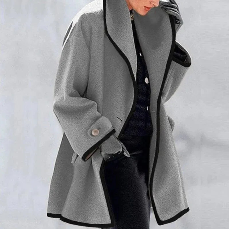 Cressida™ - Elegant Contrast-Trim Coat